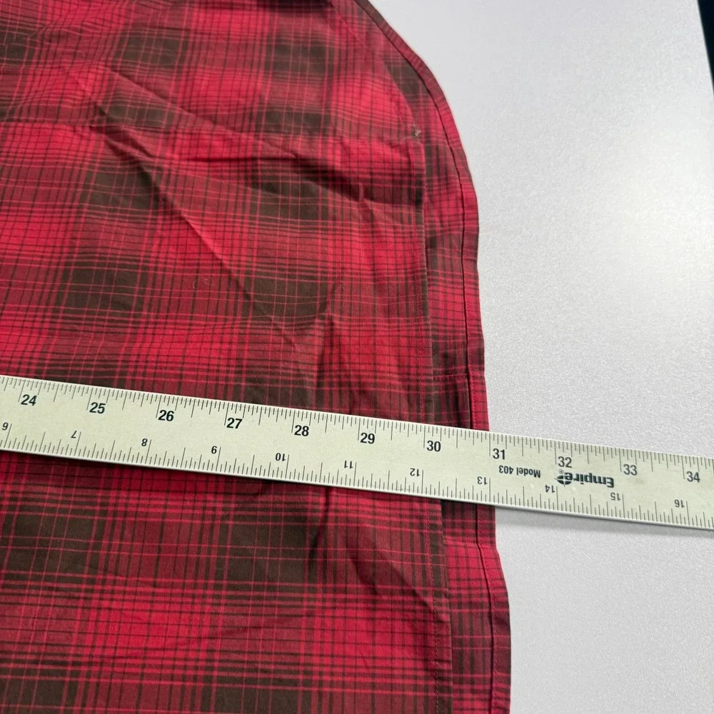 Banana Republic Shirt Mens Large Red Pearl Snap Western Plaid Slim Fit Cowboy